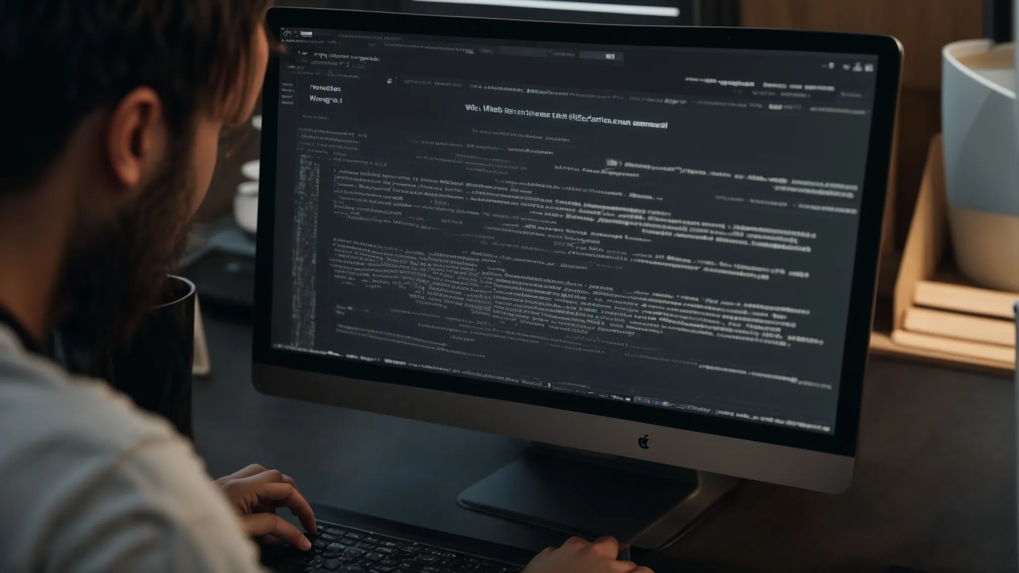 a web developer reviews a structured data markup on a computer screen while optimizing a website's faq section.