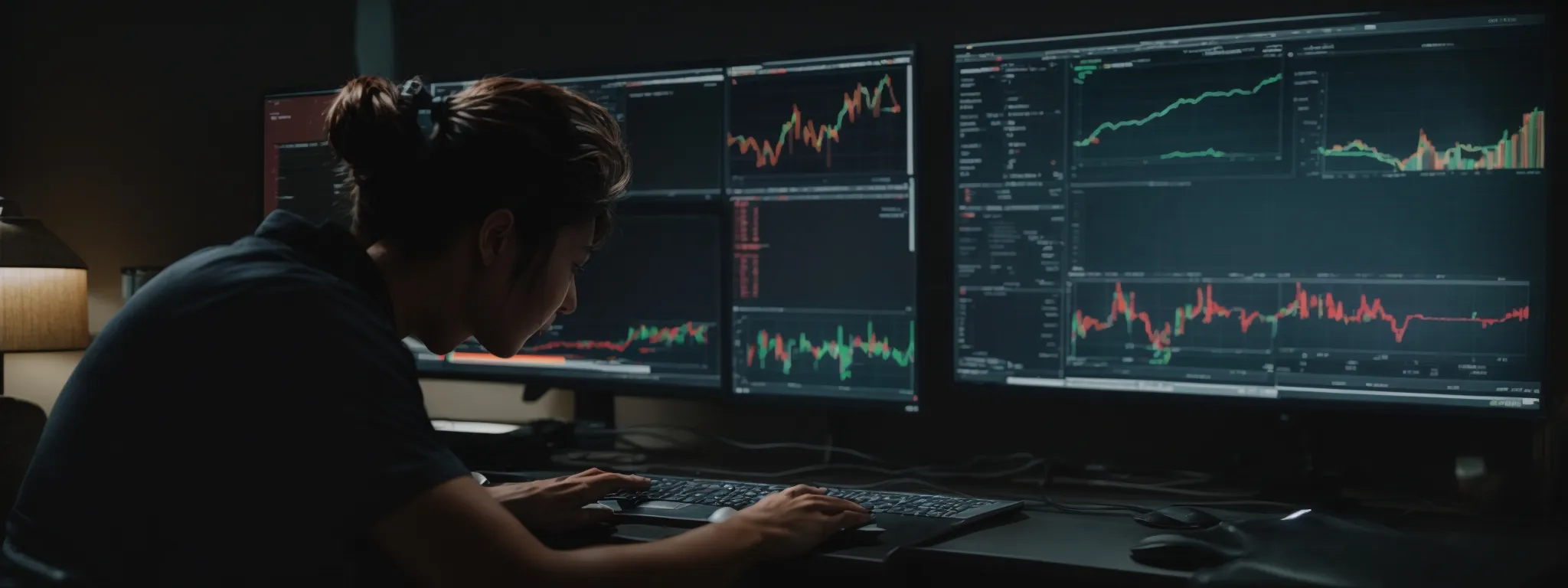 a person analyzing graphs on a computer screen reflecting website traffic and seo metrics.