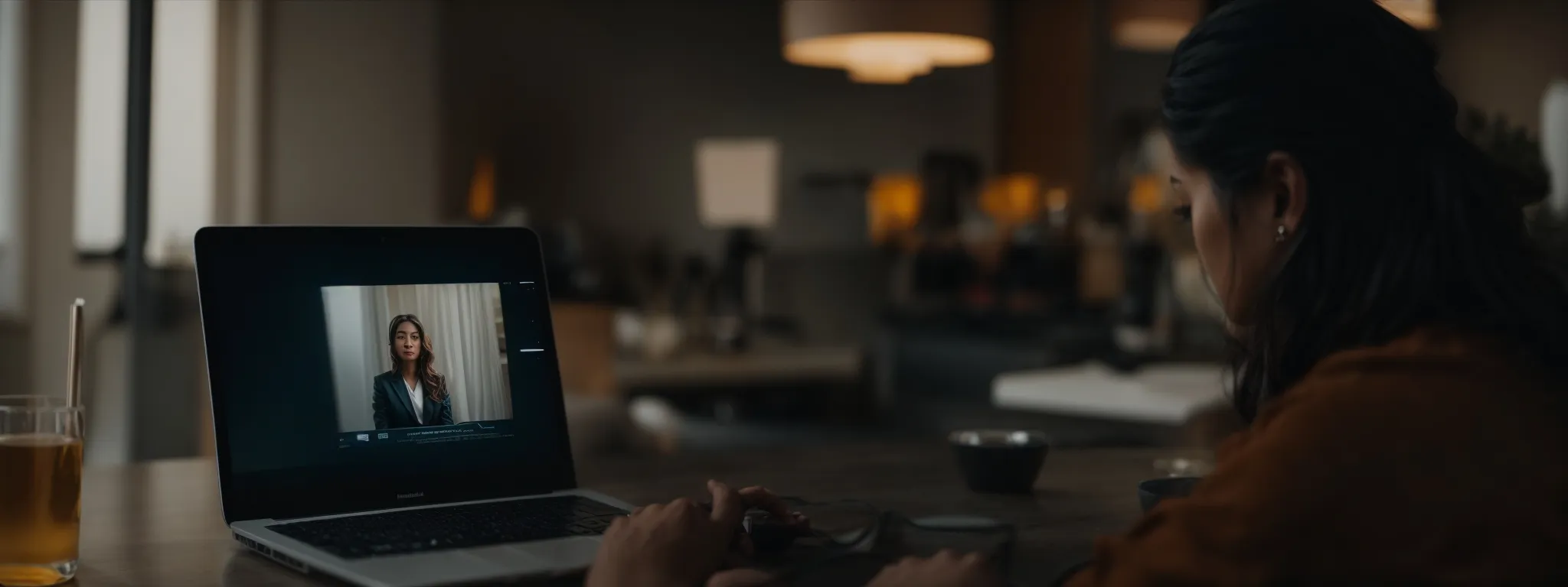 a person browsing on a fast and responsive website on a laptop, visibly satisfied with the smooth experience.