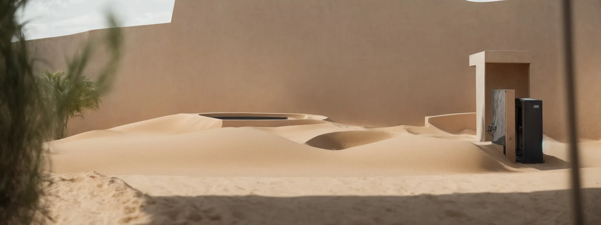 a minimalist depiction of a secure, virtual sandbox signifying a shielded online environment.