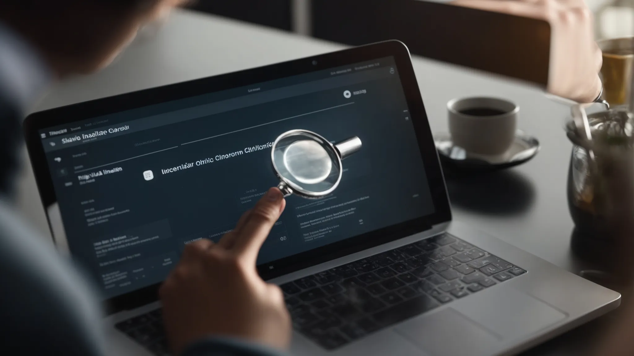 a person clicks on a magnifying glass icon on a digital shopping cart interface on a computer screen.