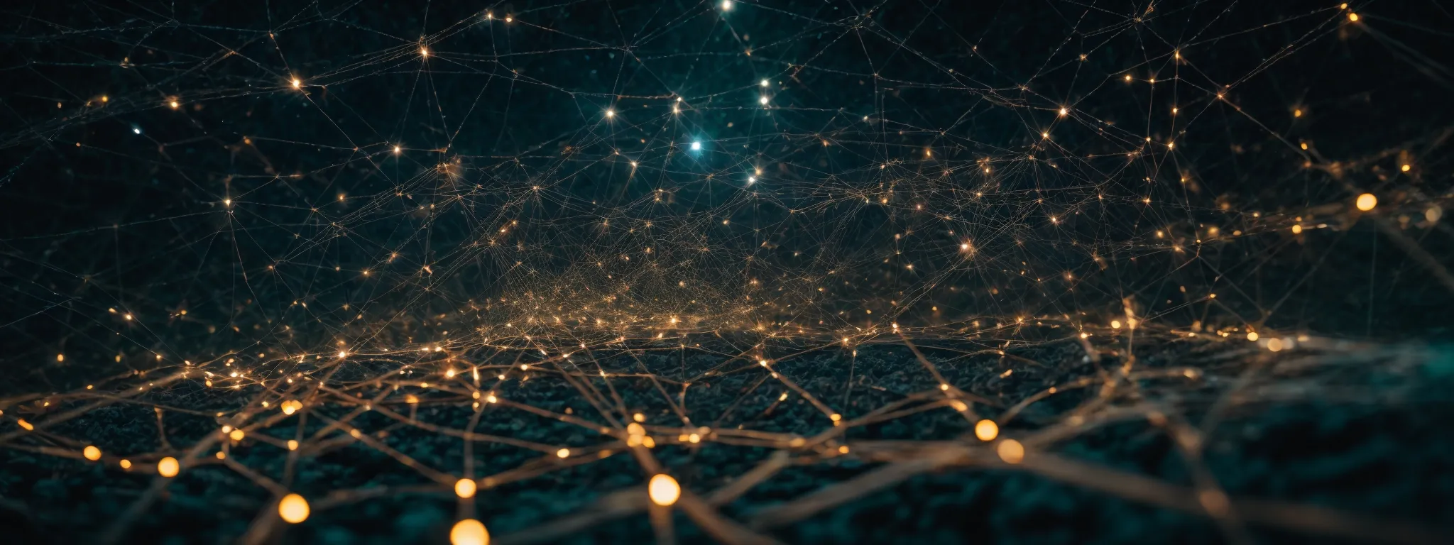 a web of interconnected nodes glowing against a digital landscape, signifying a network of links.
