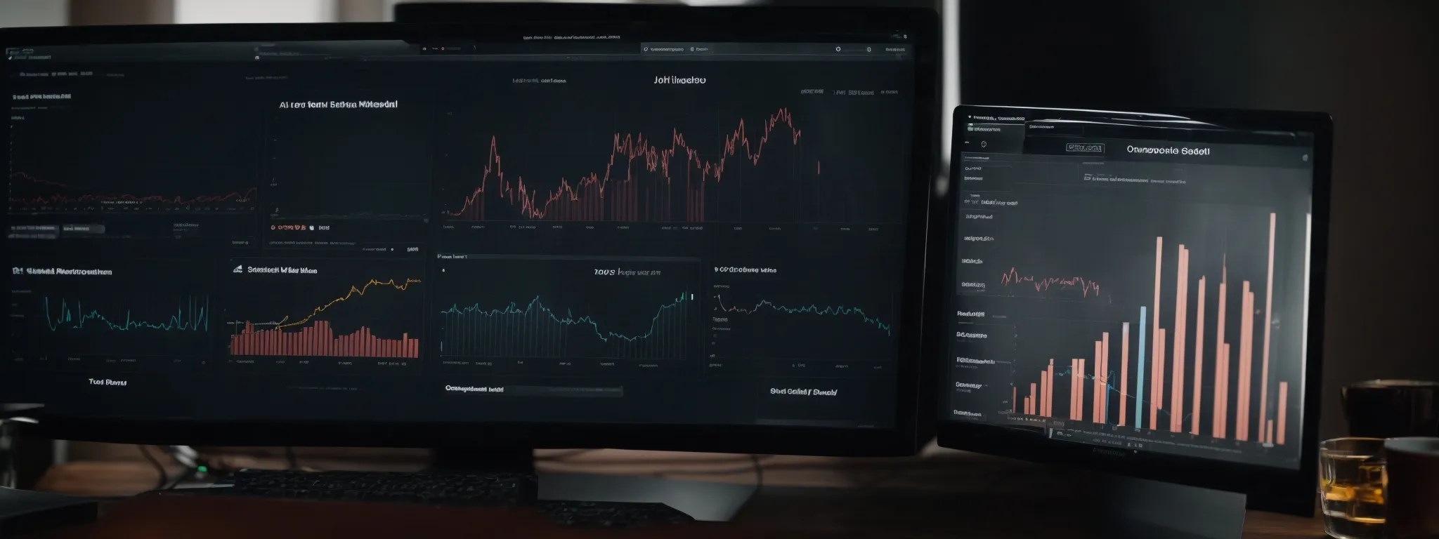 a computer screen displays a web analytics dashboard, reflecting a significant uptick in website traffic.