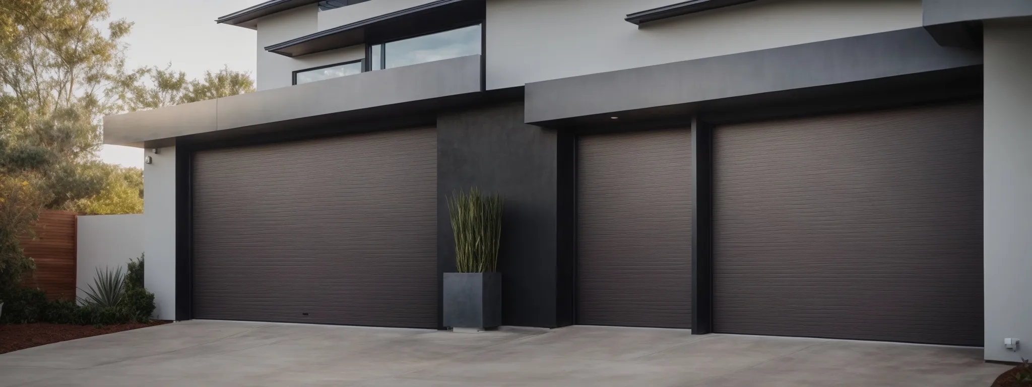 a modern garage door salesperson shares a photo of a sleek new garage door installation on their thriving instagram profile.
