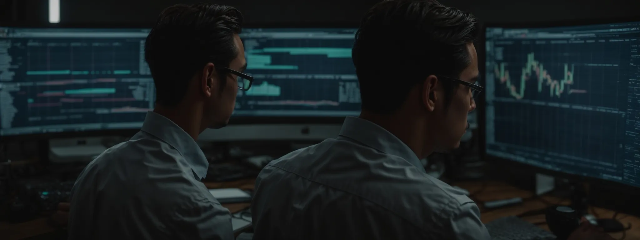 a focused individual analyzing data on a computer screen, indicating a strategic approach to seo and backlink evaluation.