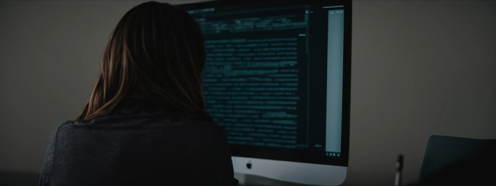 a frustrated person staring at a computer screen filled with html code.