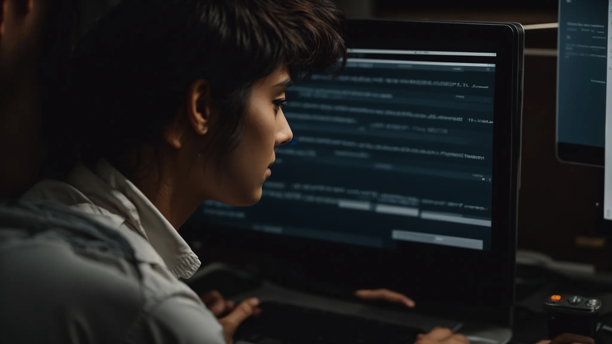 a person sitting at a computer, configuring a multi-language website interface.