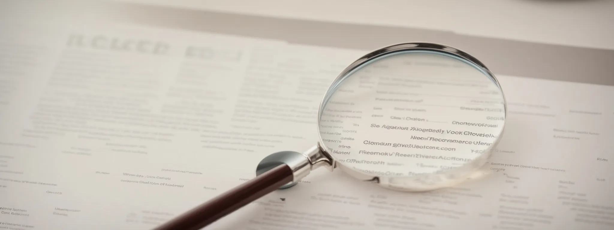 a magnifying glass hovering over a blurred search engine results page to symbolize the focus on seo performance.
