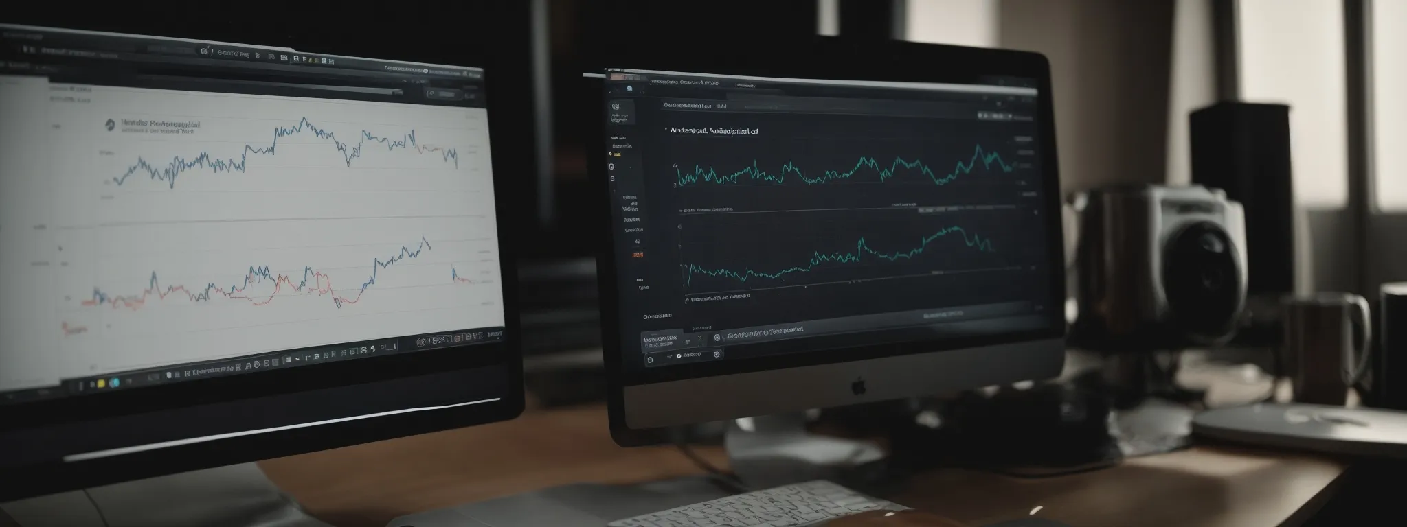 a computer screen displaying a graph of web traffic growth alongside an a/b testing interface.