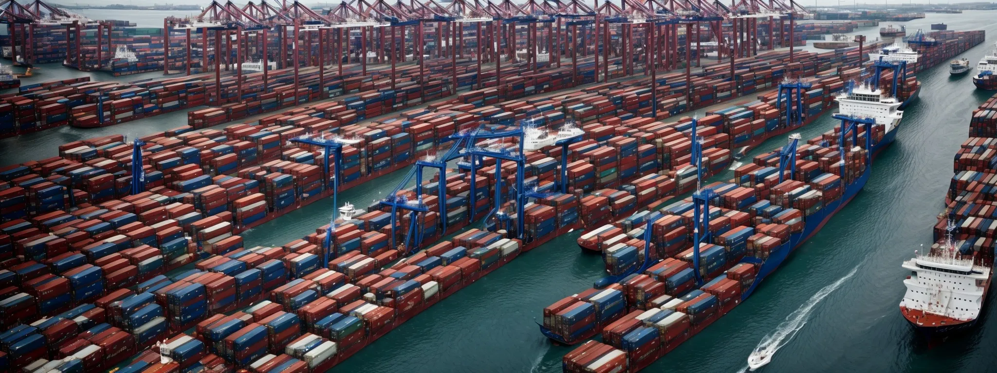a bustling international shipping port with rows of cargo containers ready for transport illustrates both the expansive reach of global trade and its environmental footprint.