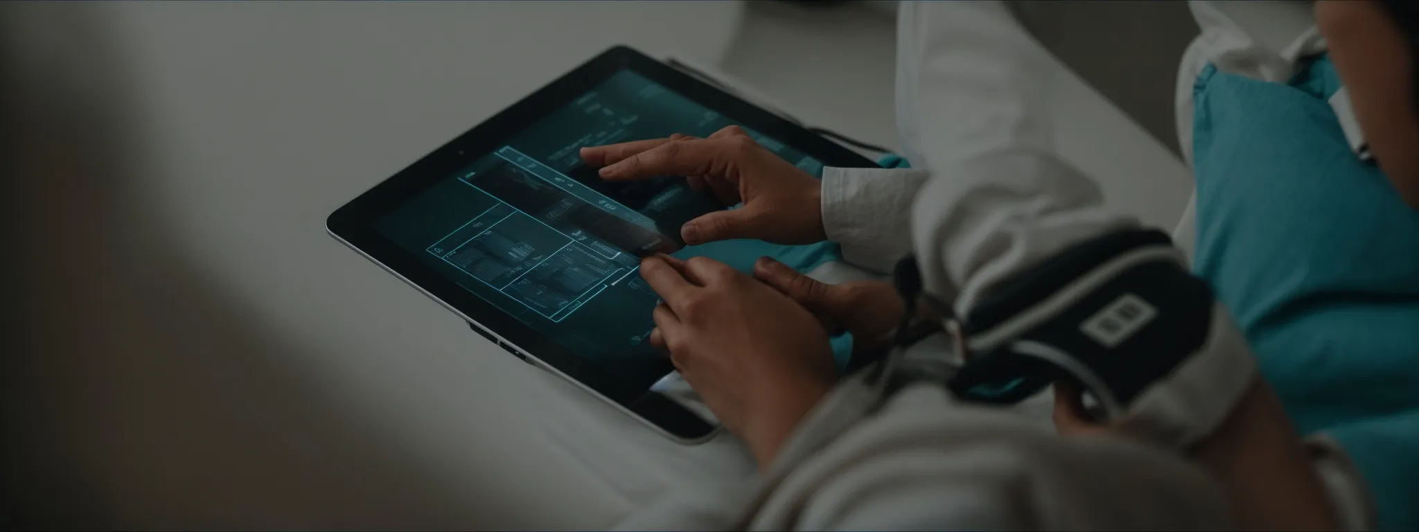 a person interacting with a user-friendly interface on a digital tablet, demonstrating efficiency and engagement.