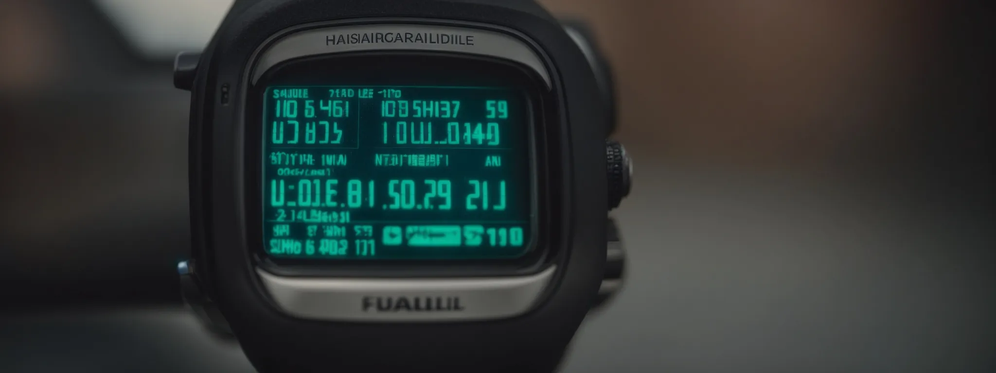 a close-up of a stopwatch amidst a blur of code, symbolizing the race for quick page loading times in seo optimization.