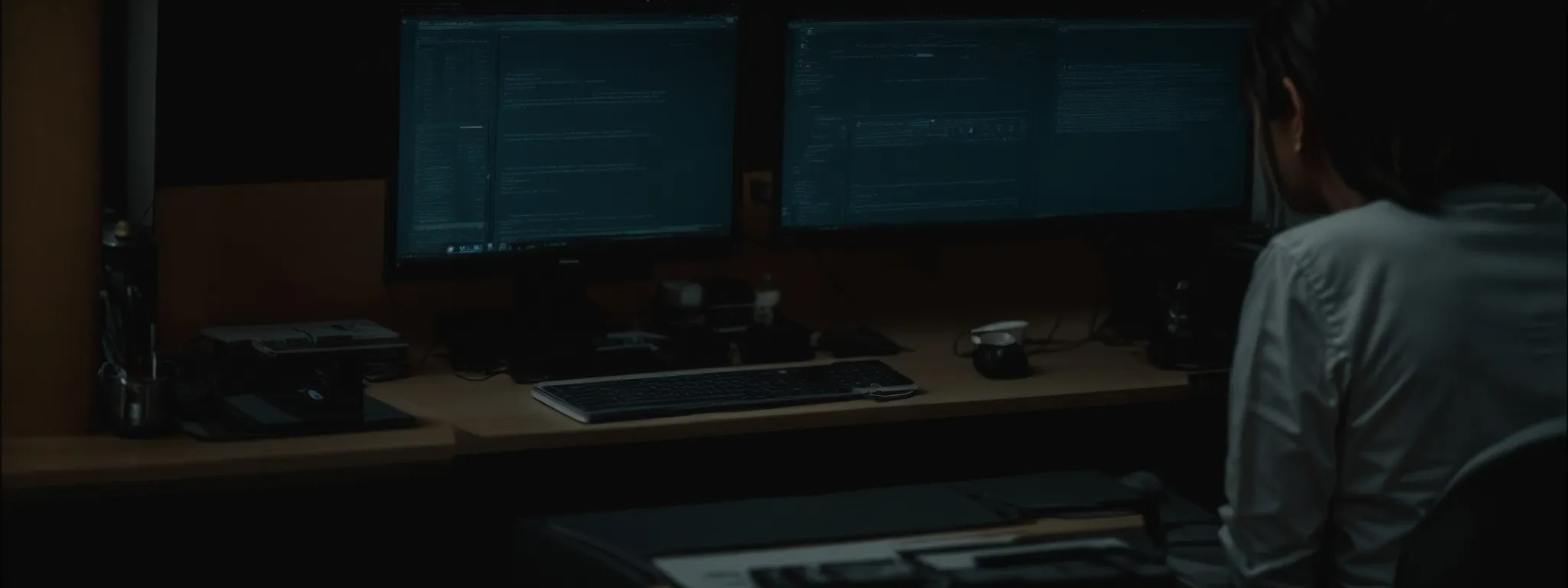 an individual working intently on a computer with multiple browser tabs open, illustrating the precision work of on-page seo optimization.