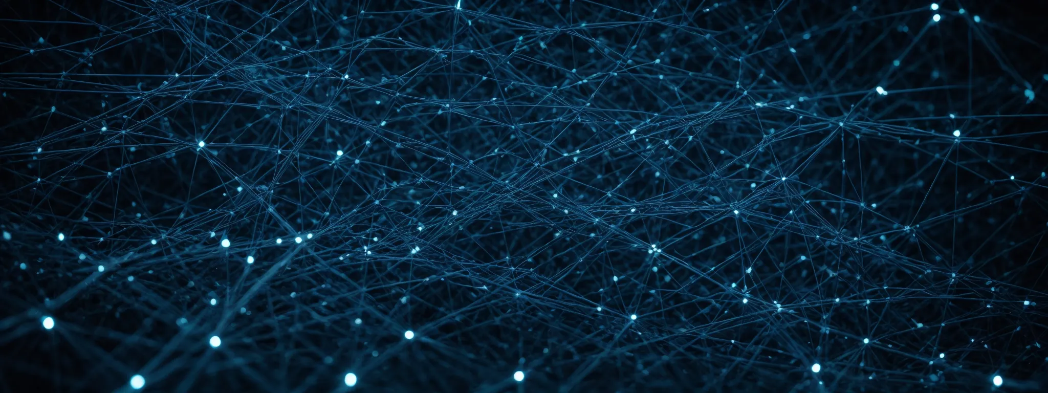 a network of interconnected nodes representing various websites in the abstract cyberspace.