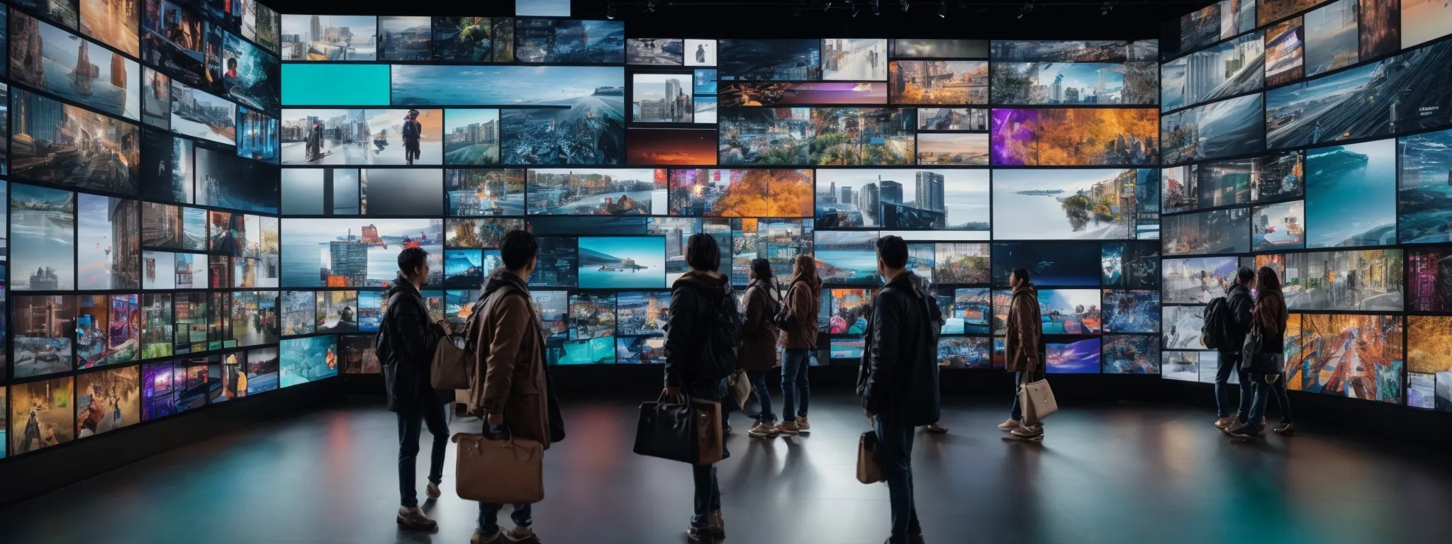 a collage of various interactive digital screens displaying multimedia and colorful graphics representing different types of engaging online content.