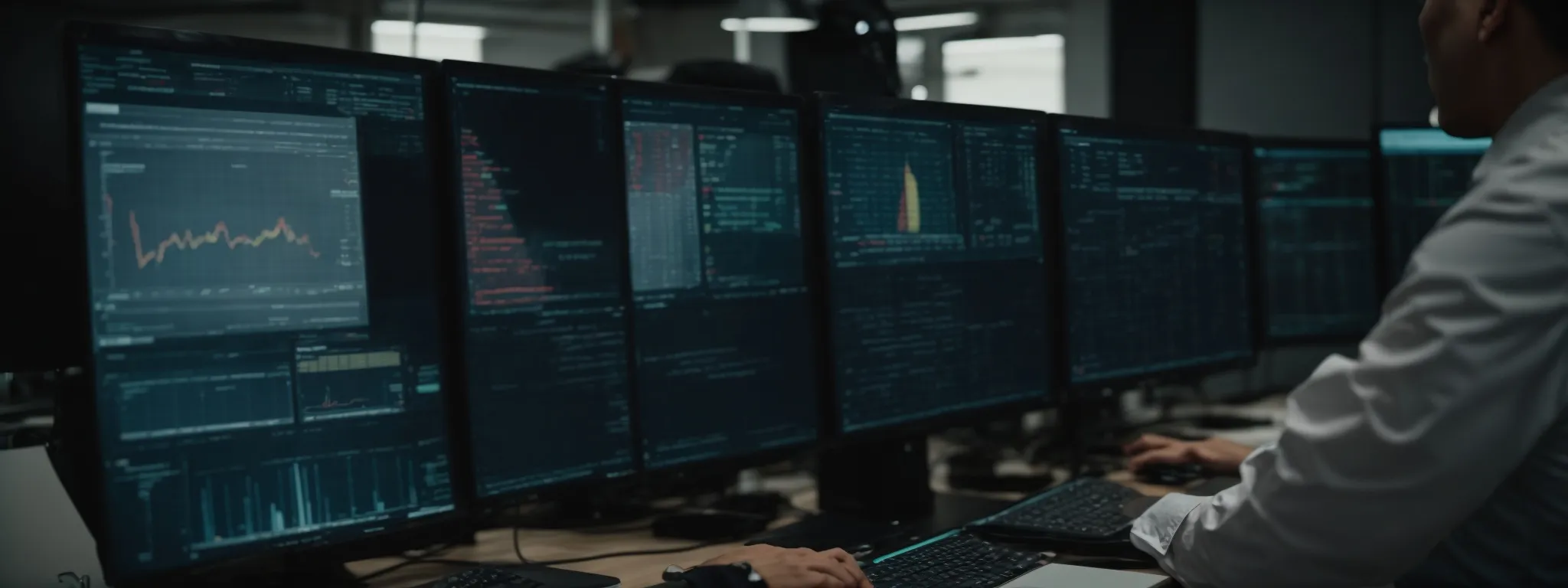 a professional team analyzes data analytics on a computer screen to improve a website's user engagement metrics.