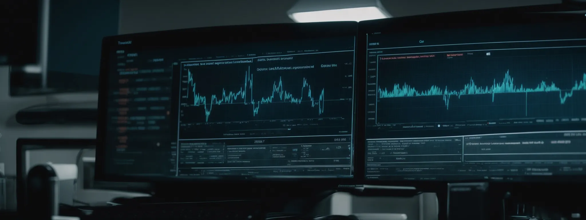 a computer screen displaying analytics graphs for search engine rankings against the backdrop of medical equipment and a stethoscope.