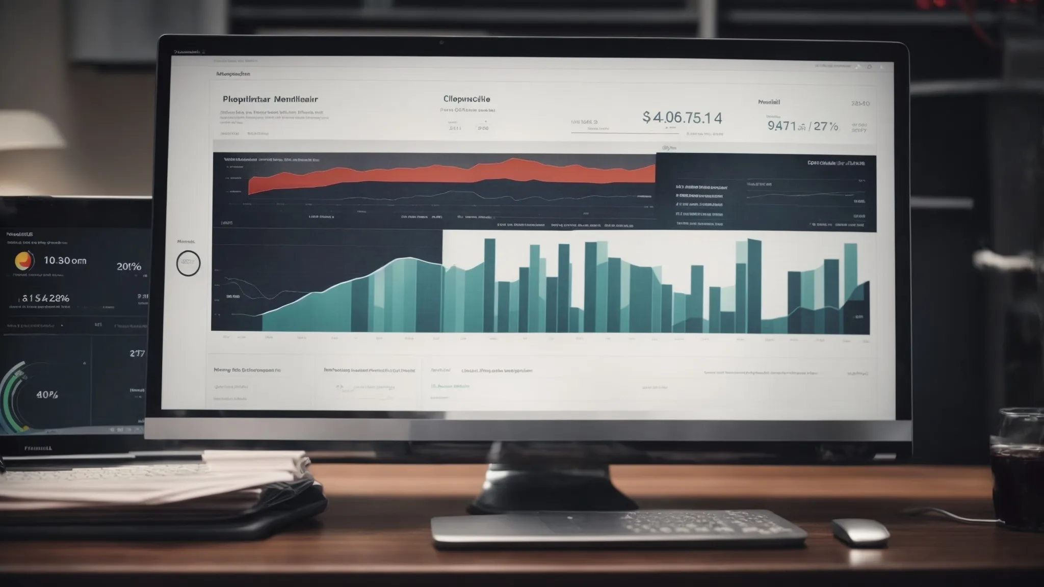 a computer screen displaying a plumbing website's analytics with a visible graph indicating increased traffic.