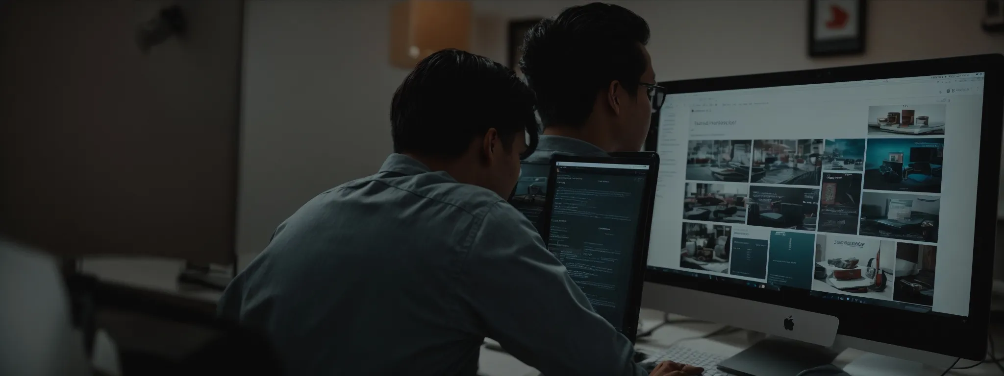 a web developer reviewing a clear, structured layout of a shopify store on a computer screen.