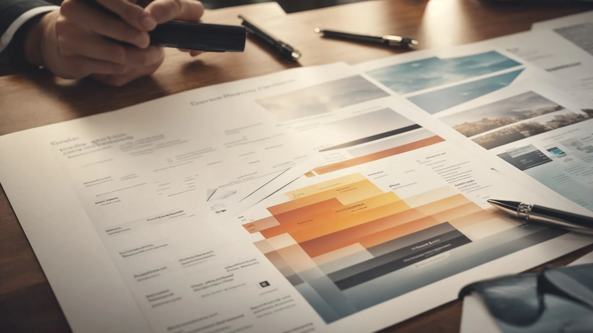 a marketer highlights key points on a large funnel diagram to illustrate the seo strategy for improving conversion rates.