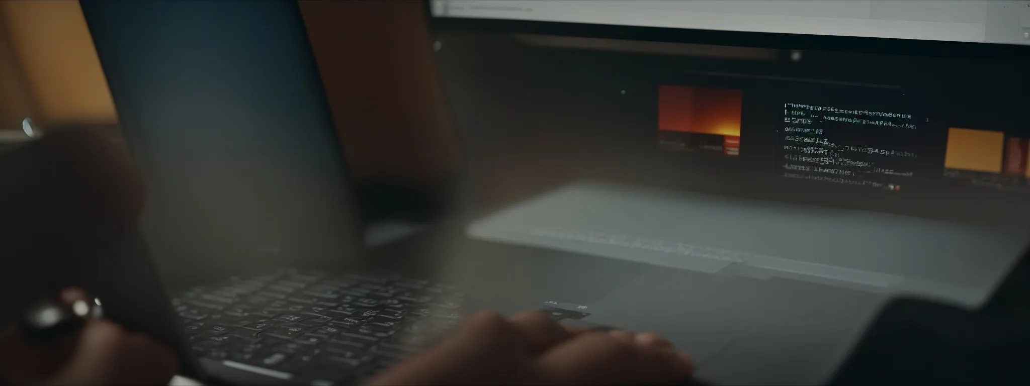 a web developer inspects a website's code on a laptop using chrome devtools to enhance seo.