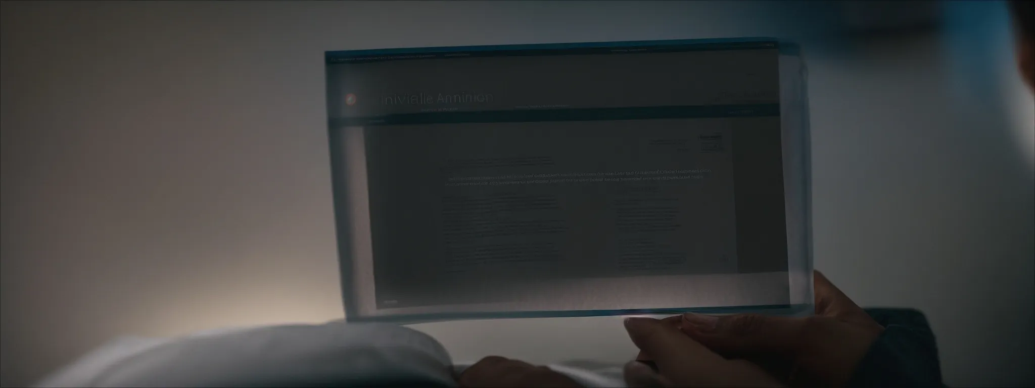 a person reading an article on a screen with a translucent 