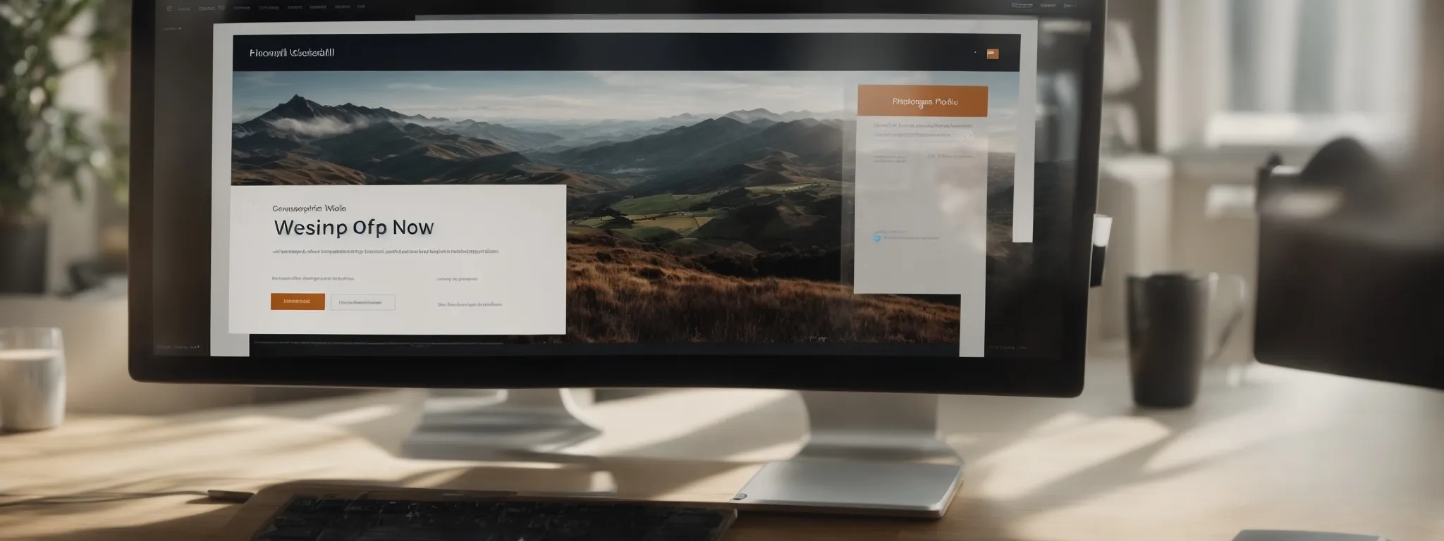 a computer screen displays an interactive website interface, highlighting an inviting 
