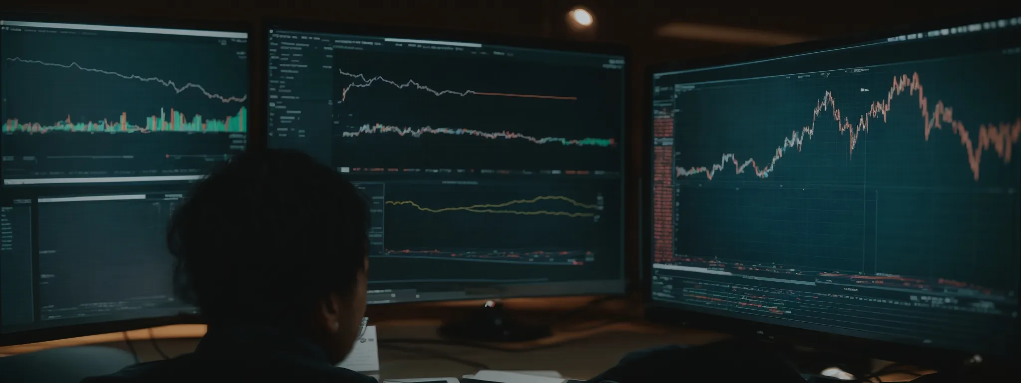 a person analyzing a graph on a computer screen, reflecting a strategic approach to digital marketing.