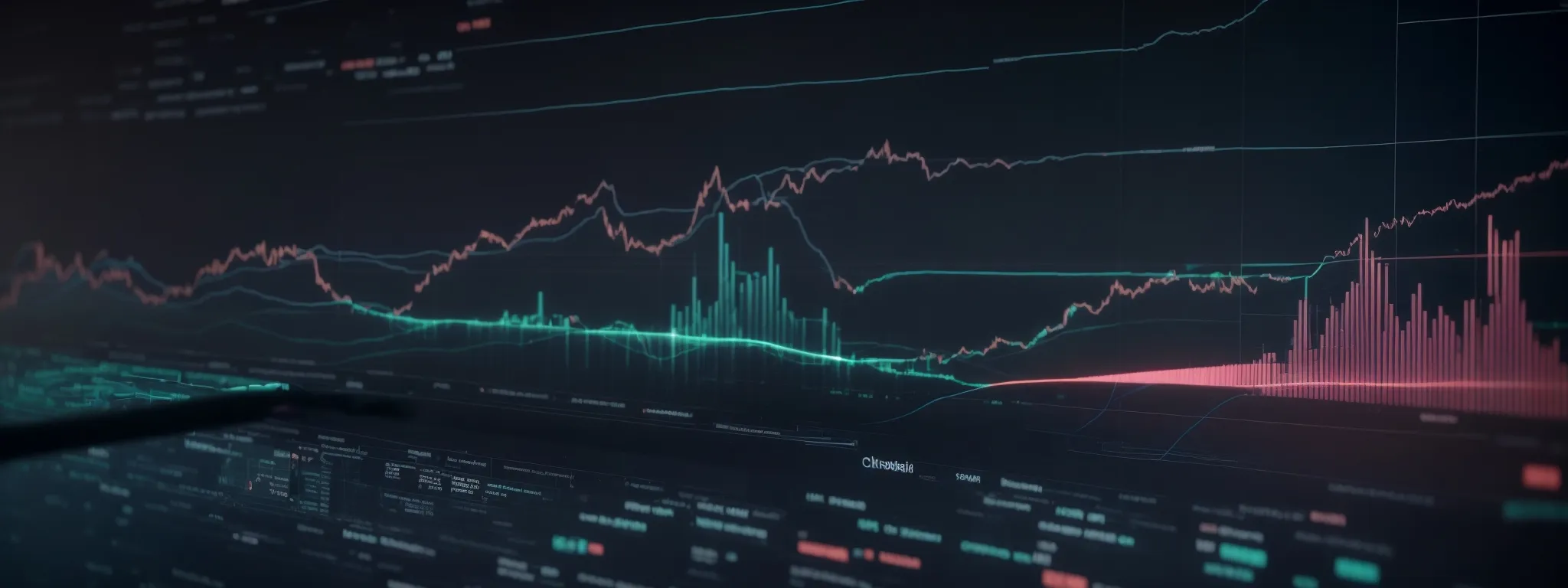 a panoramic view of a futuristic data analytics dashboard displaying graphs and trends for market insights.