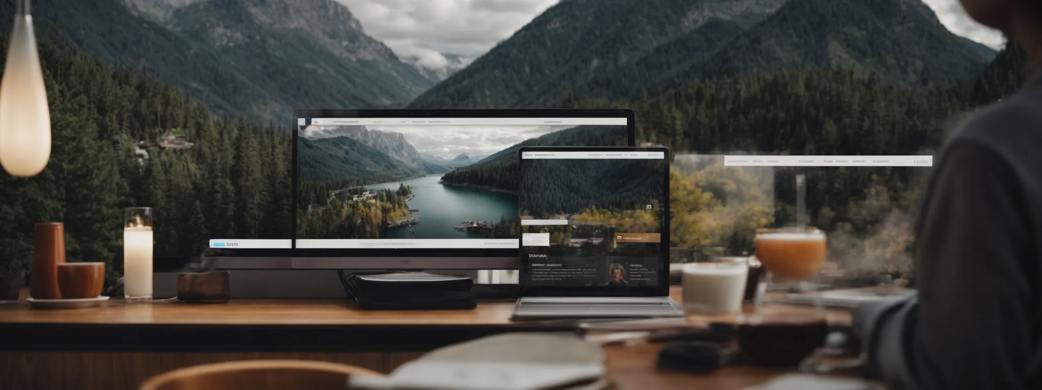 a close-up of a modern, dynamic website interface with engaging content attracting users' attention.