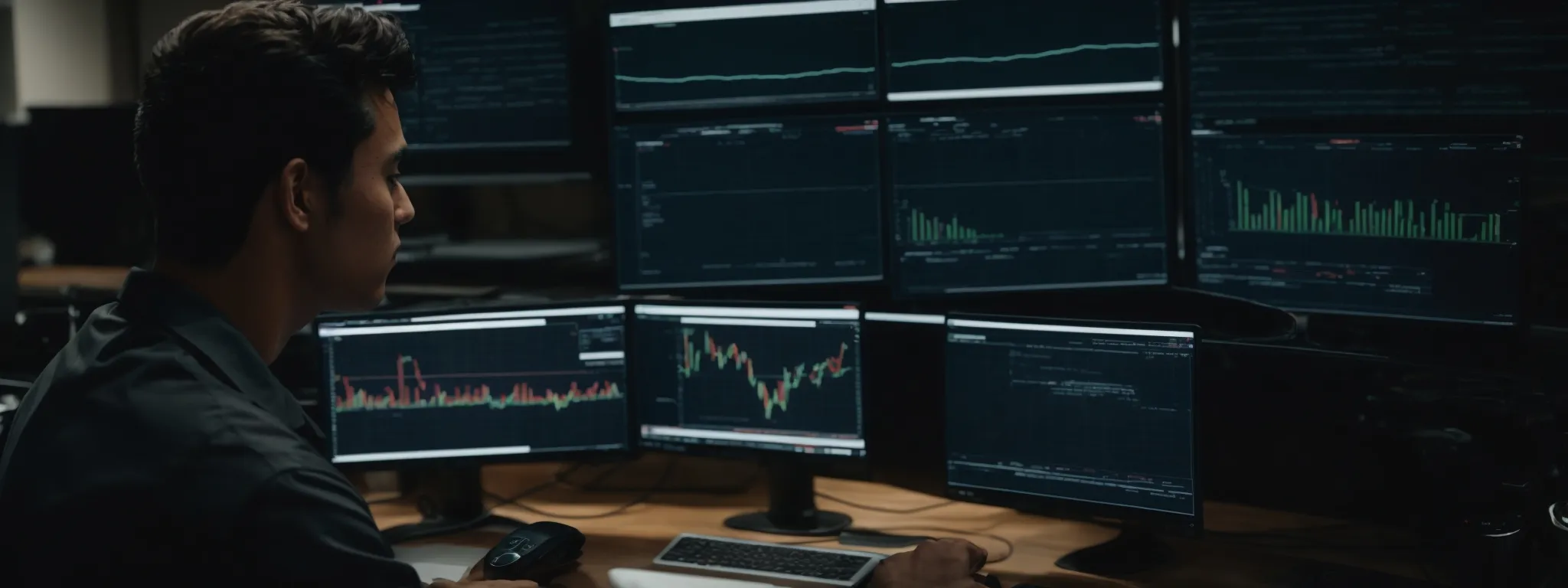 a webmaster diligently observes the real-time analytics dashboard tracking website performance.