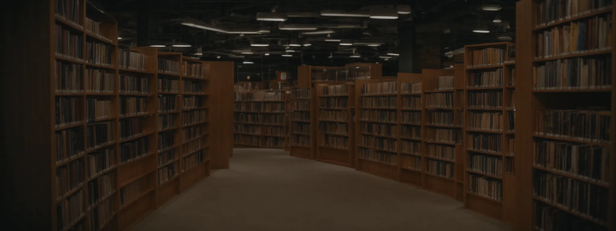an organized library with distinct sections and clear signage.