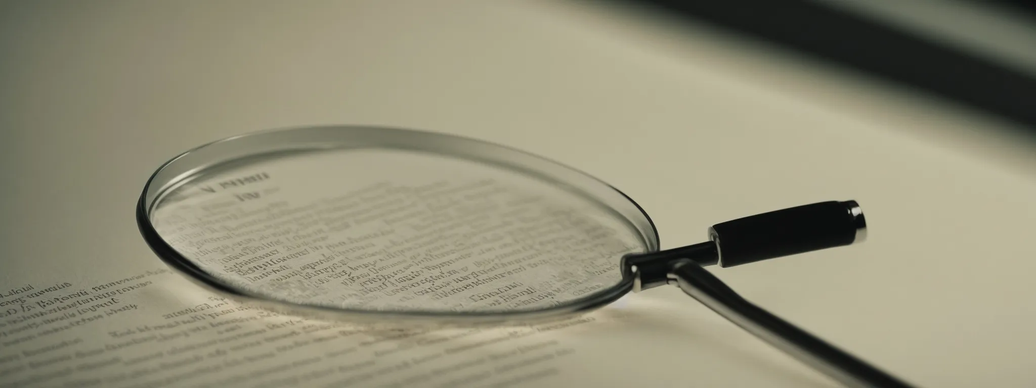 a magnifying glass hovering over a nondescript, faintly illuminated web page.