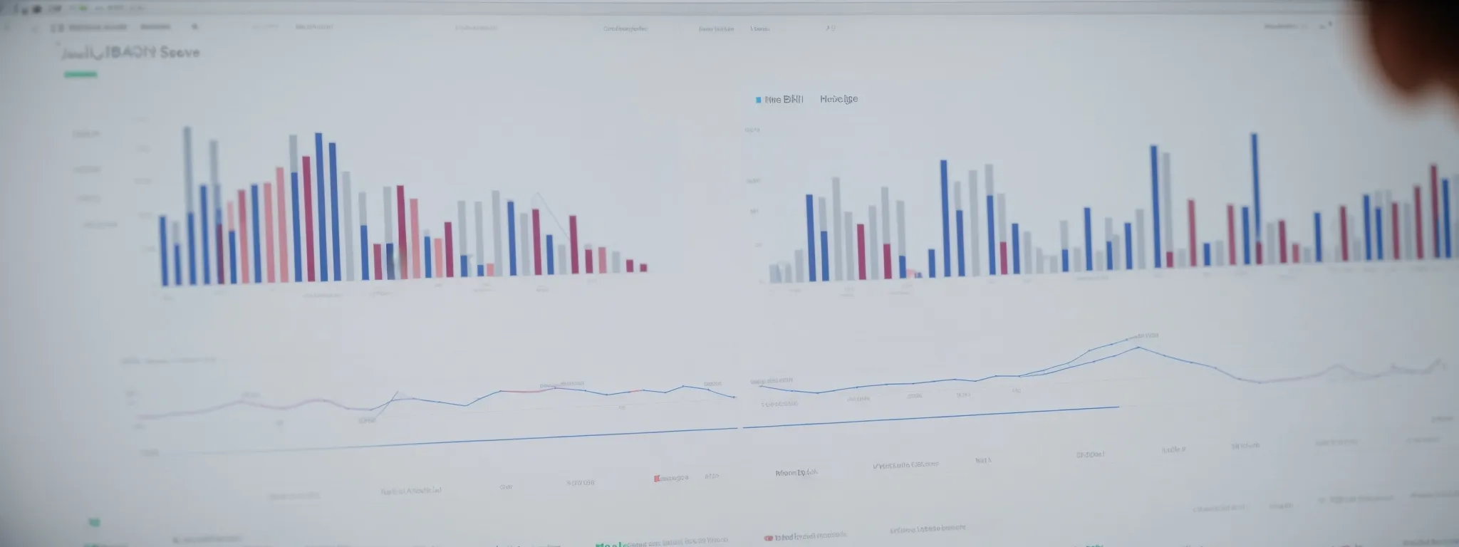 a marketing team analyzes a computer screen displaying a bar graph of search engine rankings, indicative of their focus on optimizing for baidu seo.