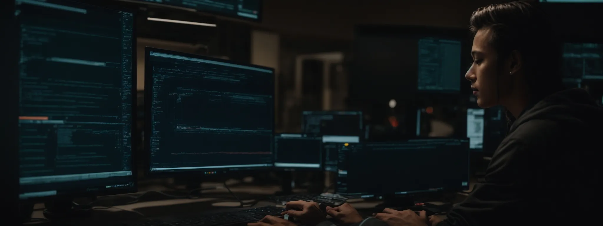 a web developer monitors a computer screen displaying a website's loading time metrics as they optimize underlying seo settings.