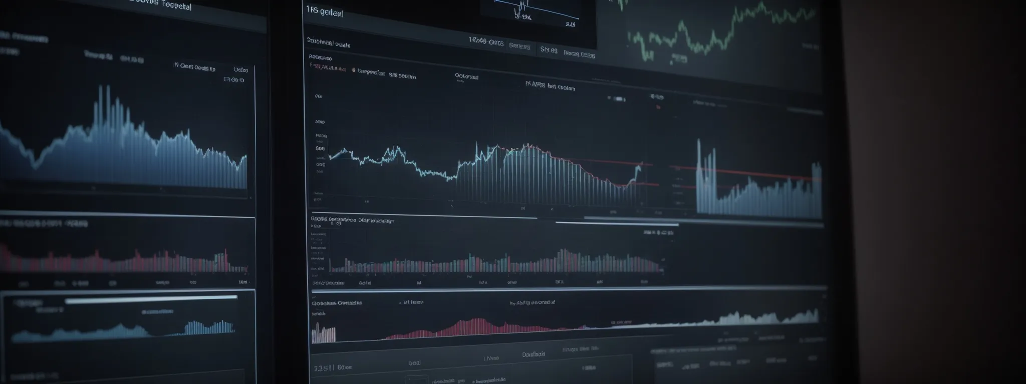 a computer screen displays a graph of increasing website traffic against the backdrop of search engine result pages.