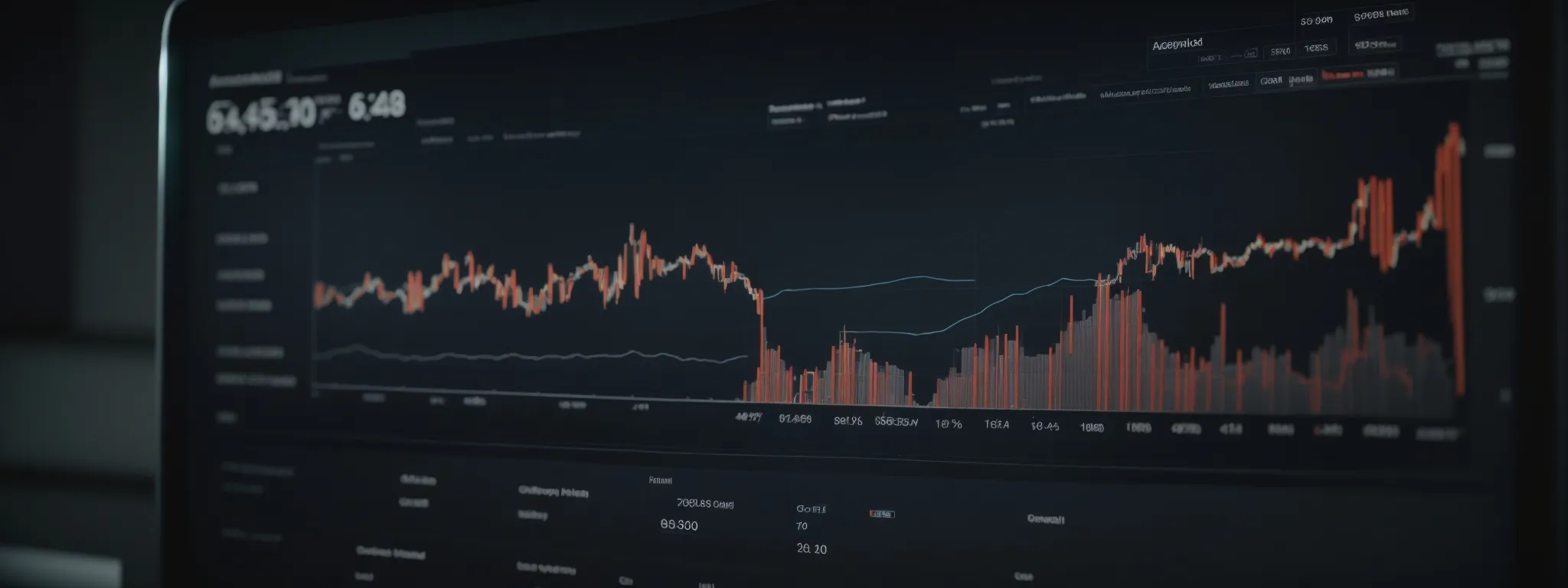 a computer screen displaying an analytics dashboard with a graph indicating upward seo trend progress.