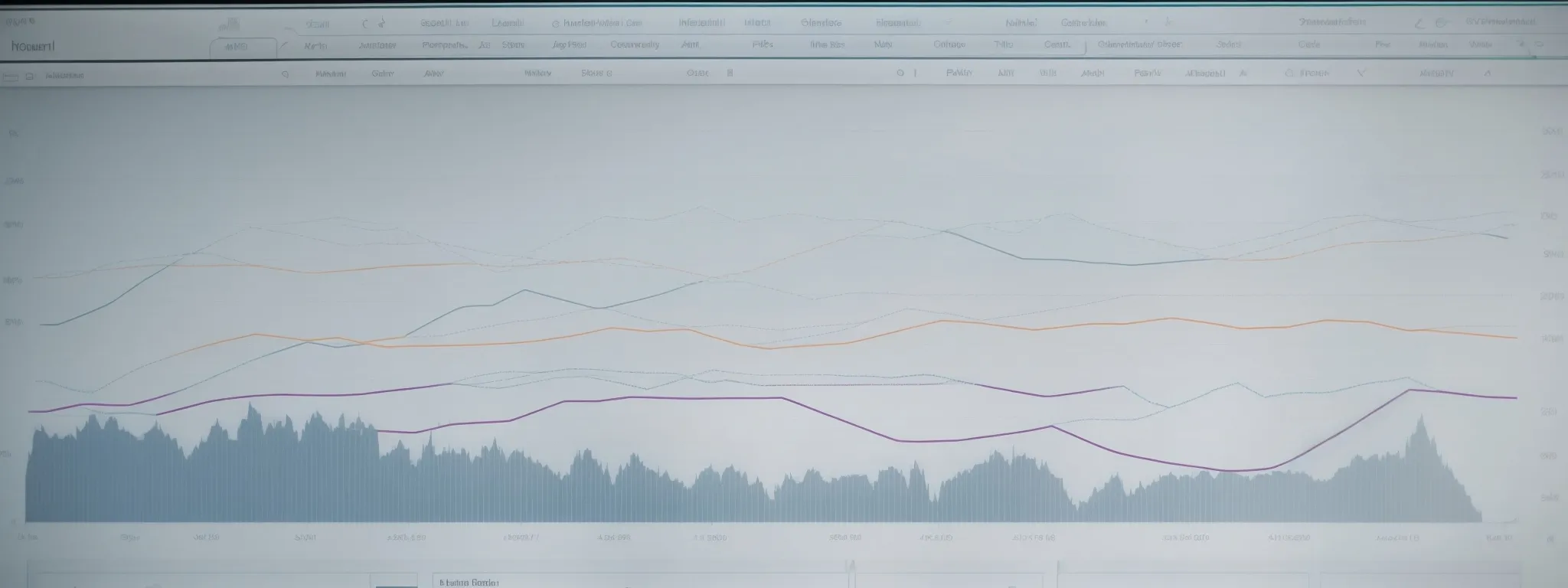 a computer screen displaying a complex chart with multiple lines and data points, reflecting the analysis of a website's backlink profile.
