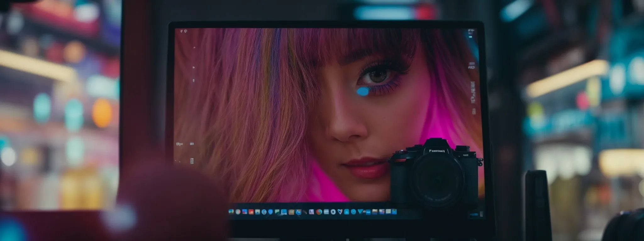 a focus on an eye-catching video thumbnail displaying vibrant colors and intriguing imagery on a computer screen.