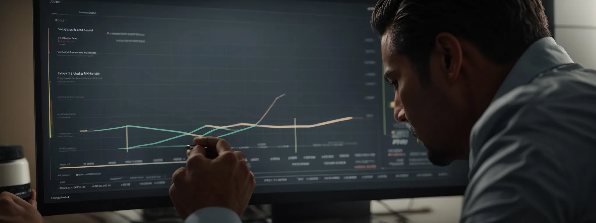 a marketer analyzing a graph showing increased revenue following seo audit implementations.