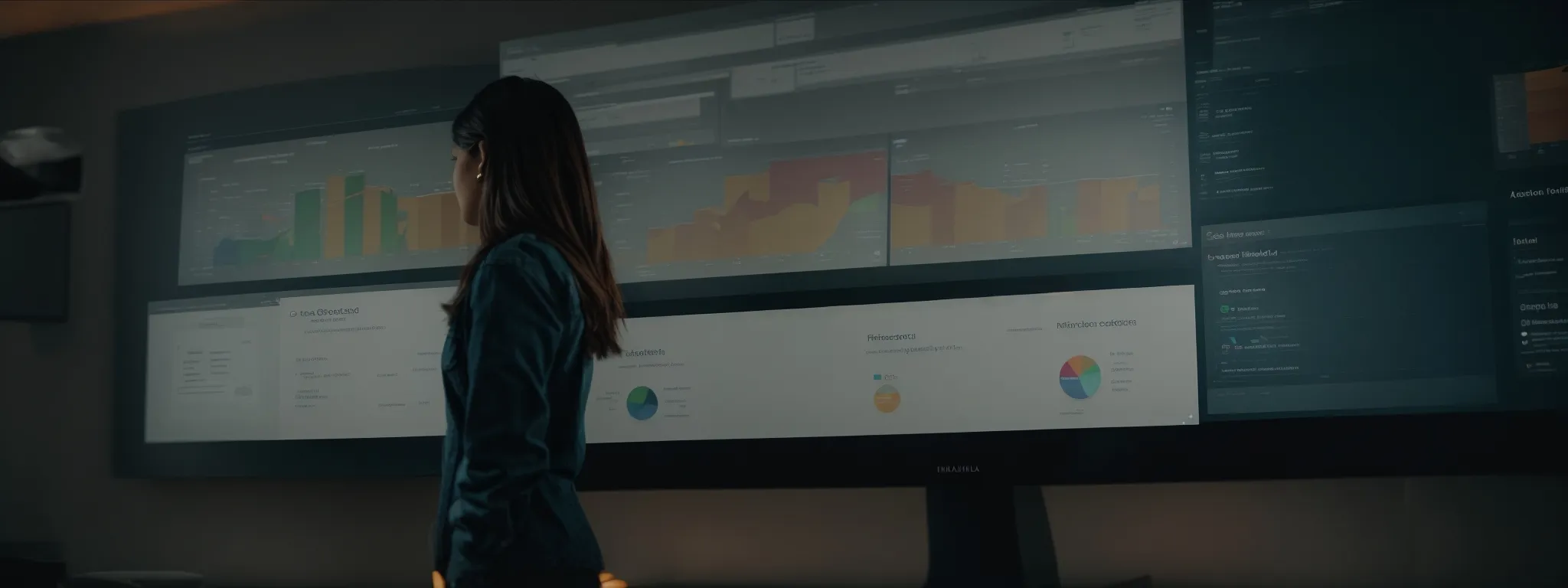 a person browsing through an intuitive and interactive digital dashboard reflecting customer feedback and user behaviors.