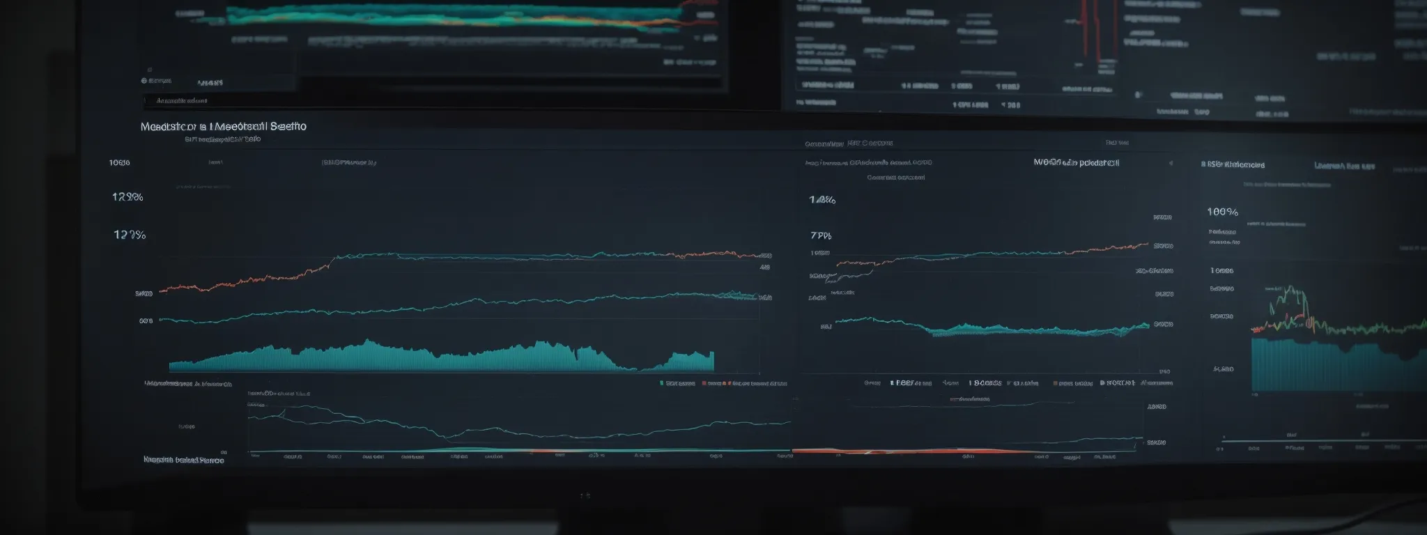 a computer screen displaying an analytics dashboard with various seo metrics and graphs.