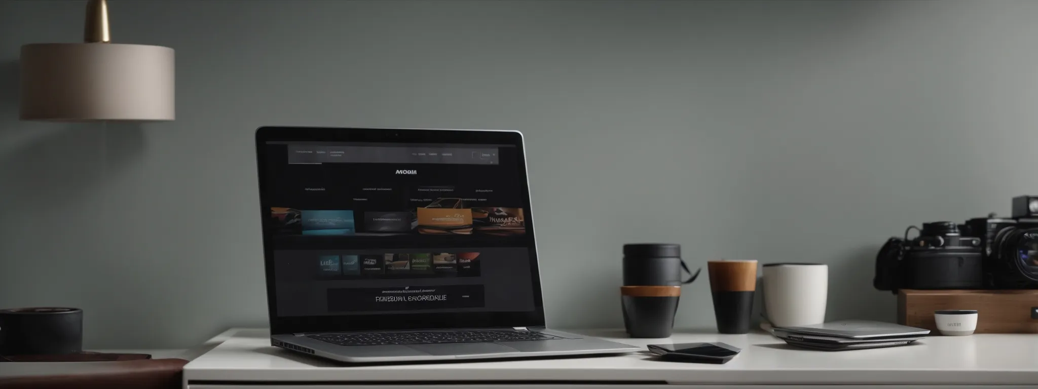 a laptop with an open dashboard displaying a sleek website layout focused on an attractive product showcase.