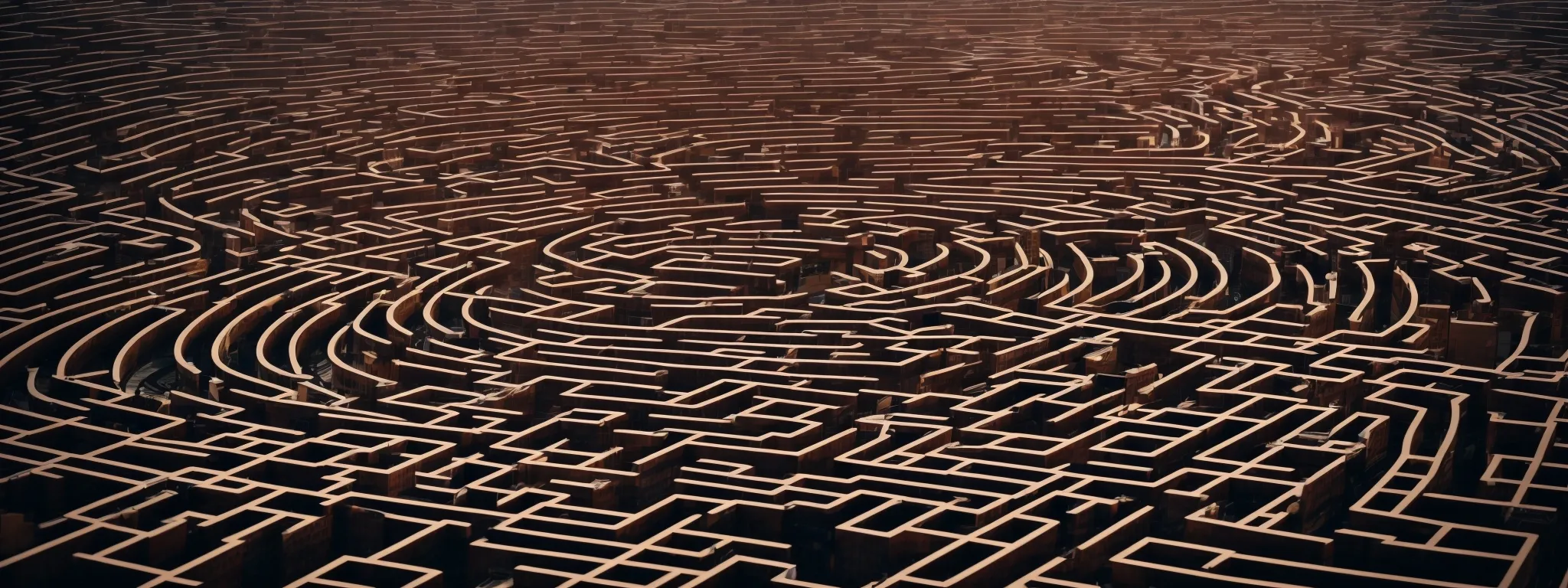 a maze-like network of interconnected paths representing a website's structured navigation, optimizing for both user clicks and seo link equity.
