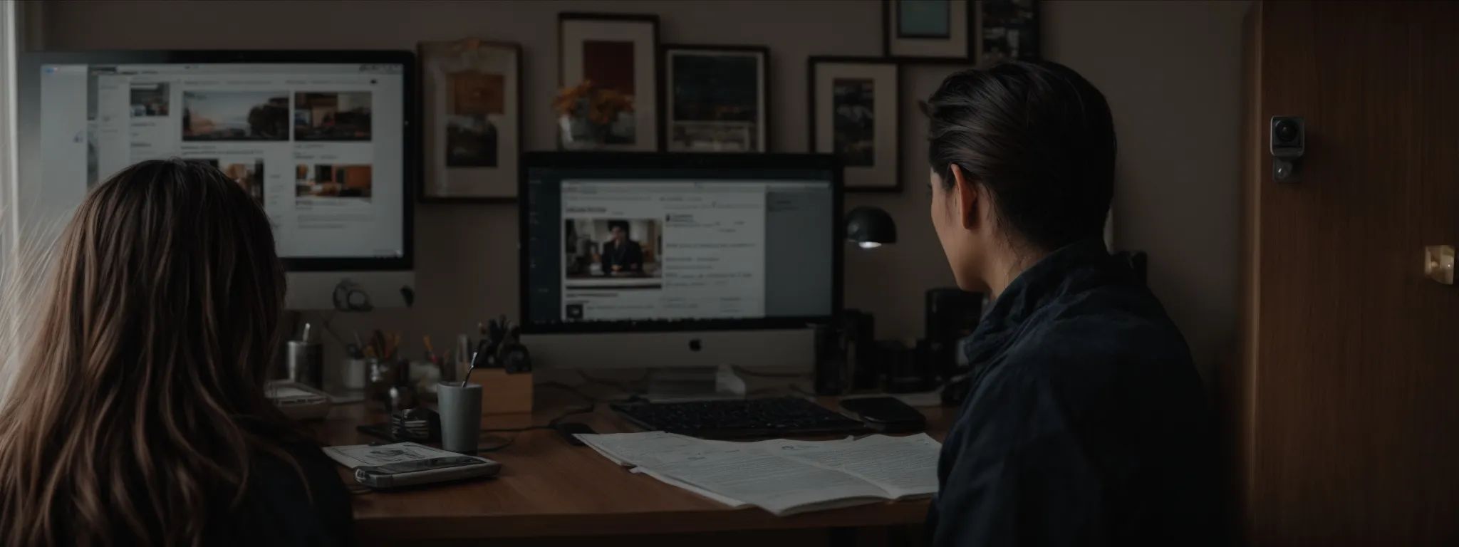 a hopeful candidate reviews seo job listings on a computer in a quiet home office.