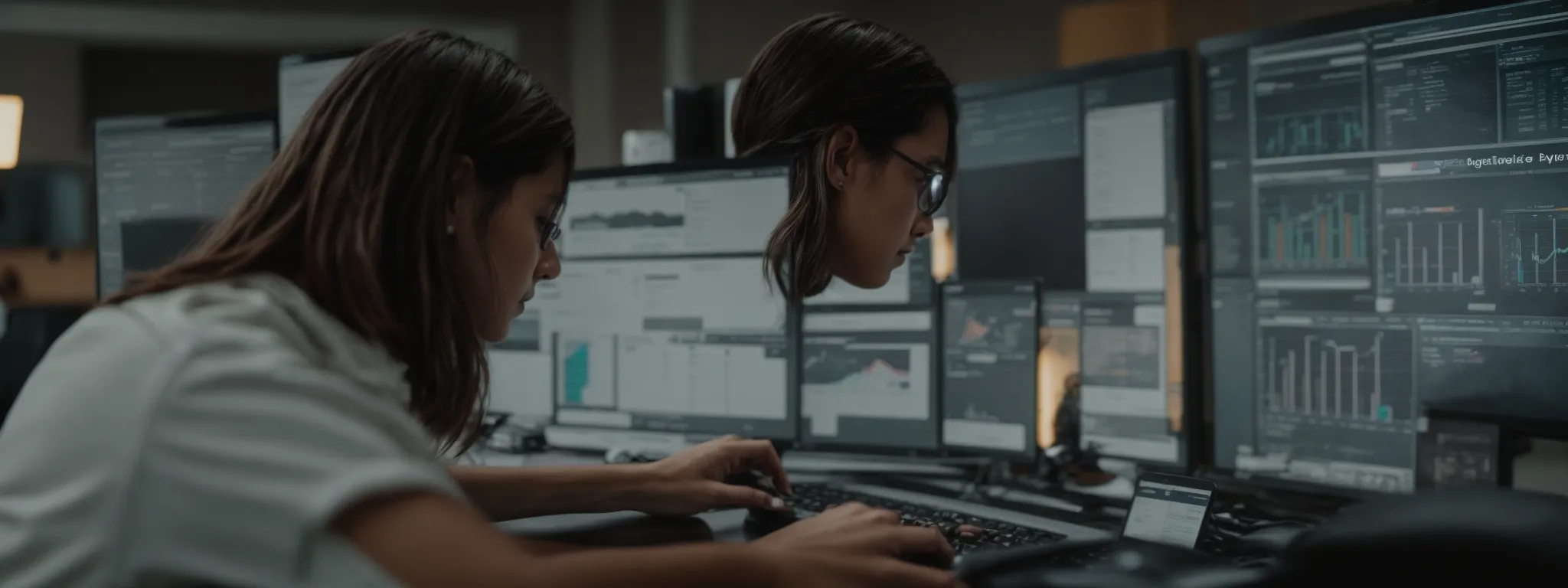 an seo specialist swiftly navigates through a website's analytics dashboard using keyboard shortcuts.