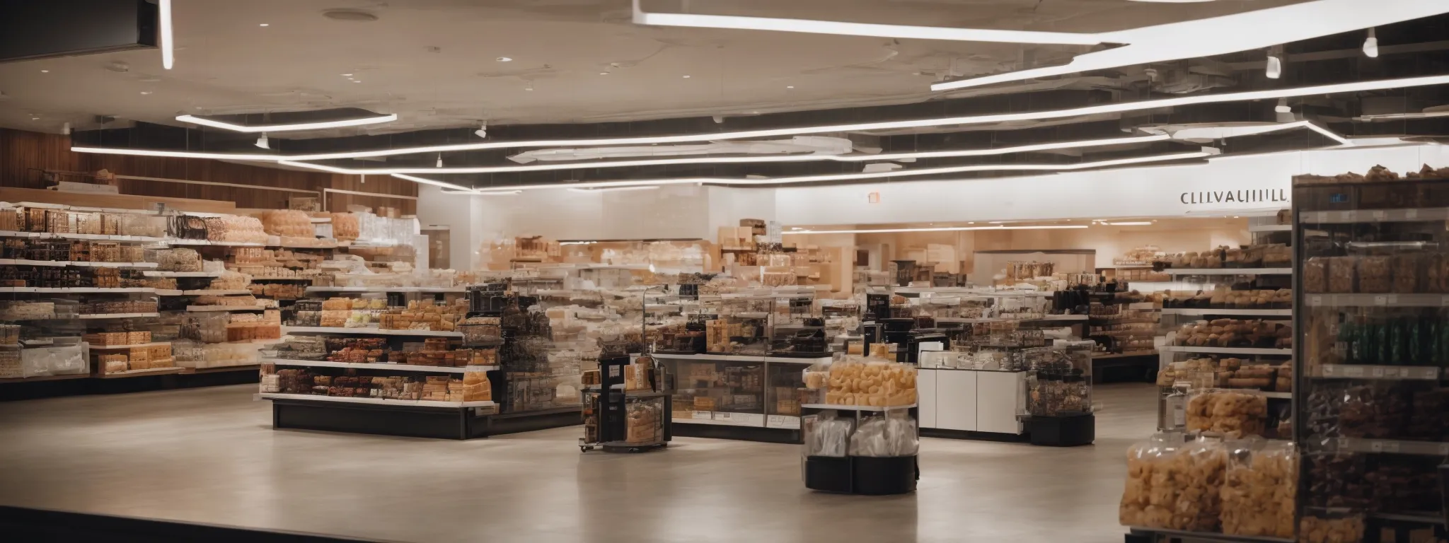 a network of stores with the same design and signage, representing different locations of a unified brand.