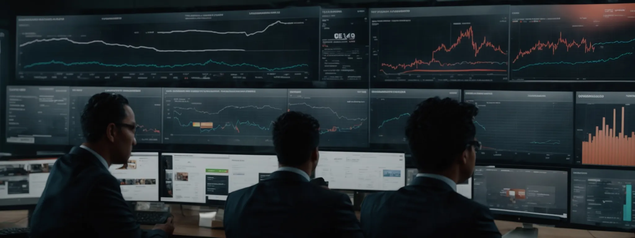 a marketing team observes a large dashboard displaying various customer segments across different digital platforms.