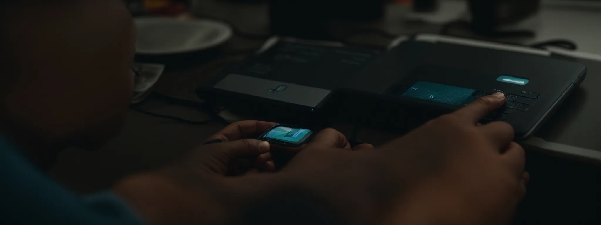 a person using a screen reader on a device to navigate an accessibility-optimized webpage.