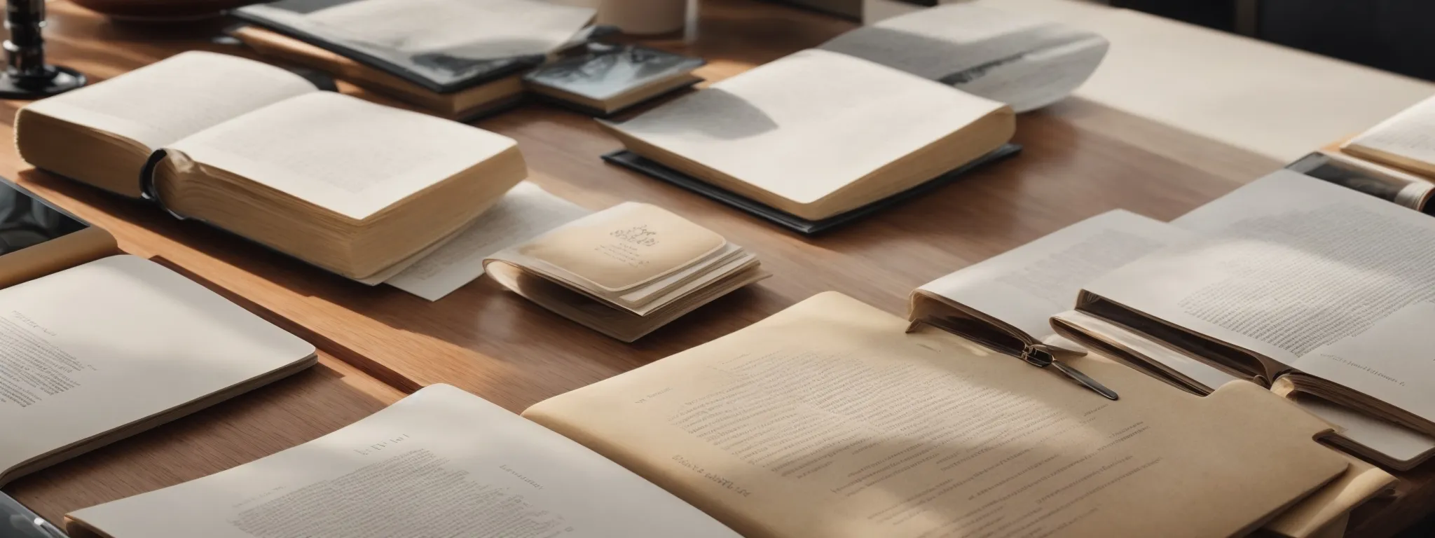 a comprehensive book open on a clean desk, symbolizing the depth and richness of valued content in today's seo strategies.